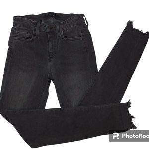 Joe's Jeans Flawless The Icon Mid Rise Skinny Ankle In Black Size 25 Raw Hem